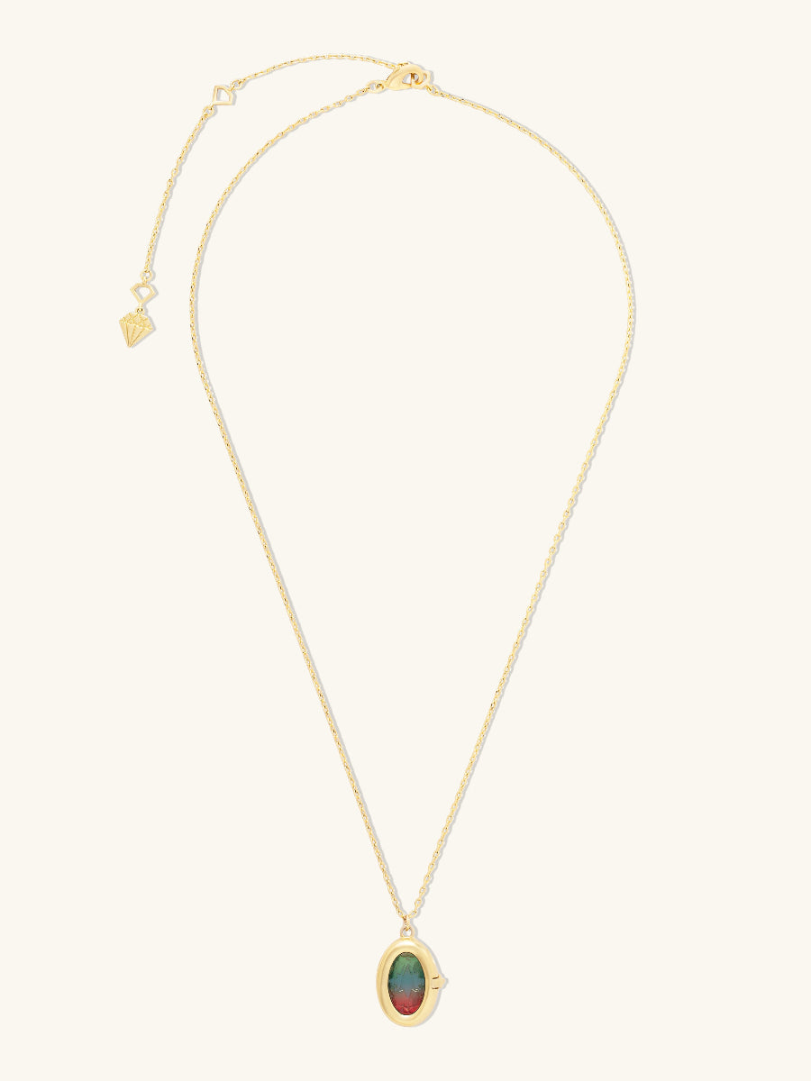 Aura Ombre Fuchsia & Turquoise Gold Locket Necklace | Wanderlust + Co