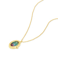Aura Ombre Fuchsia & Turquoise Gold Locket Necklace | Wanderlust + Co