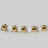 Howlite Gemstone Gold Beaded Sliding Bracelet | Wanderlust + Co 