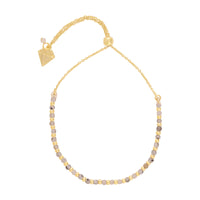 Labradorite Gemstone Gold Beaded Sliding Bracelet | Wanderlust + Co 