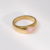 Rose Quartz Gemstone Aura 14K Gold Vermeil Ring | Wanderlust + Co