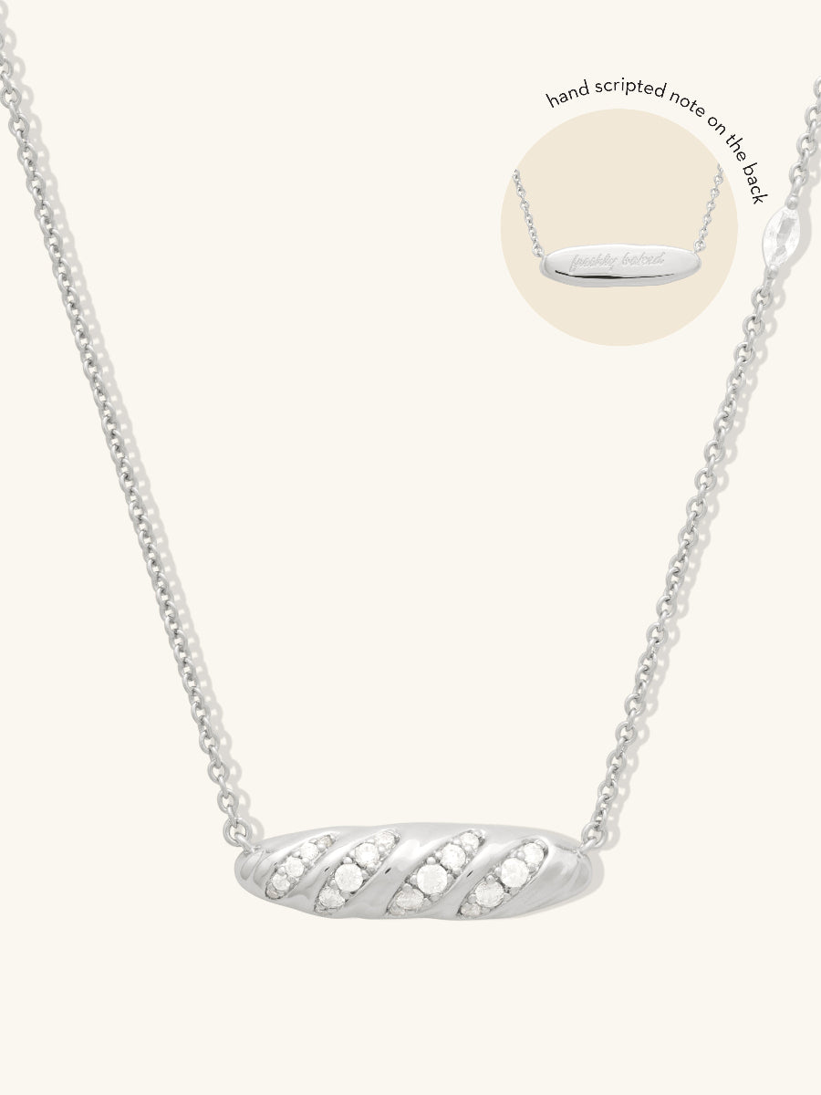 Baguette Pave Silver Necklace | Wanderlust + Co