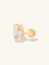 Baguette Diamond 14K Solid Gold Flat Back Earring | Wanderlust + Co