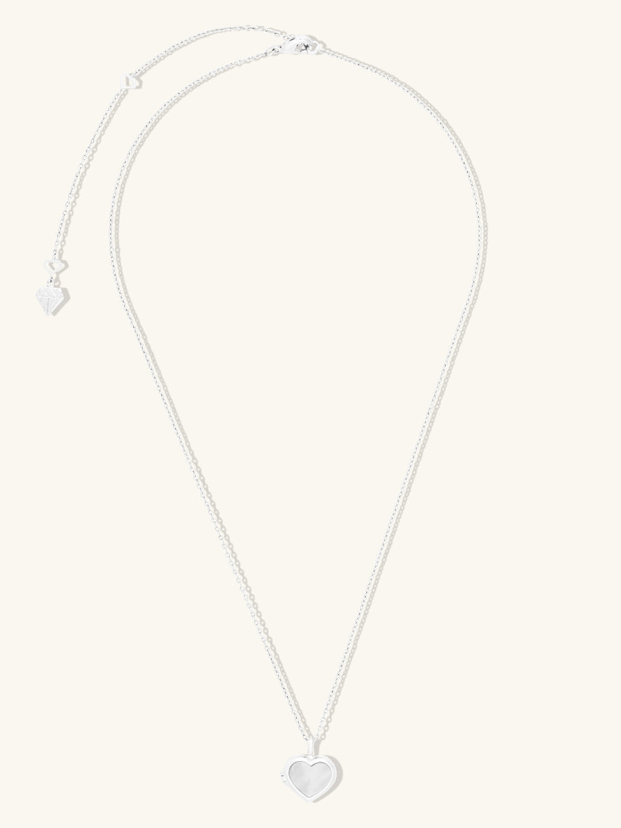 Heart Pearl & Silver Locket Necklace | Wanderlust + Co