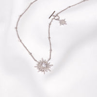Sunlit Crescent Silver Necklace