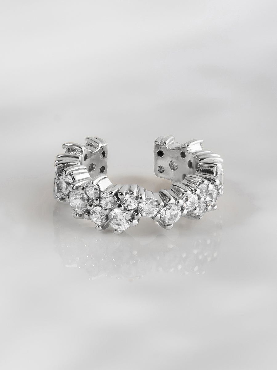 Aurora Pave Silver Ear Cuff | Wanderlust + Co