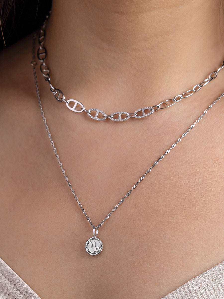 Capricorn Zodiac Mother of Pearl 925 Sterling Silver Pendant | Wanderlust + Co