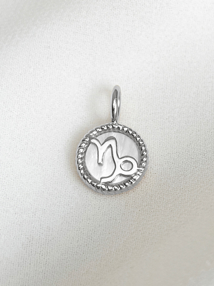 Capricorn Zodiac Mother of Pearl 925 Sterling Silver Pendant | Wanderlust + Co