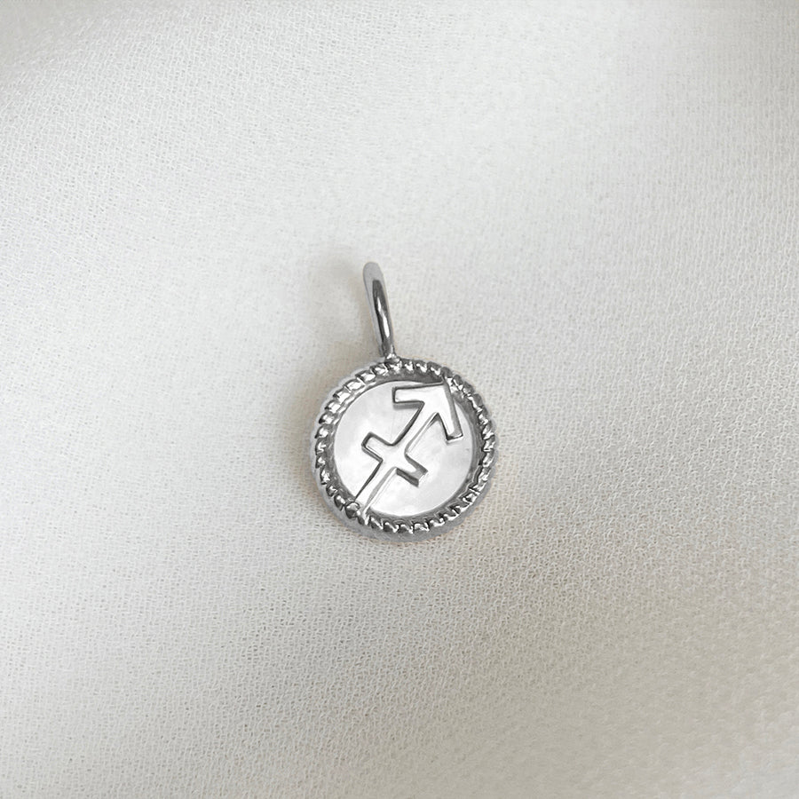 Aquarius Zodiac Mother of Pearl 925 Sterling Silver Pendant Wanderlust Co