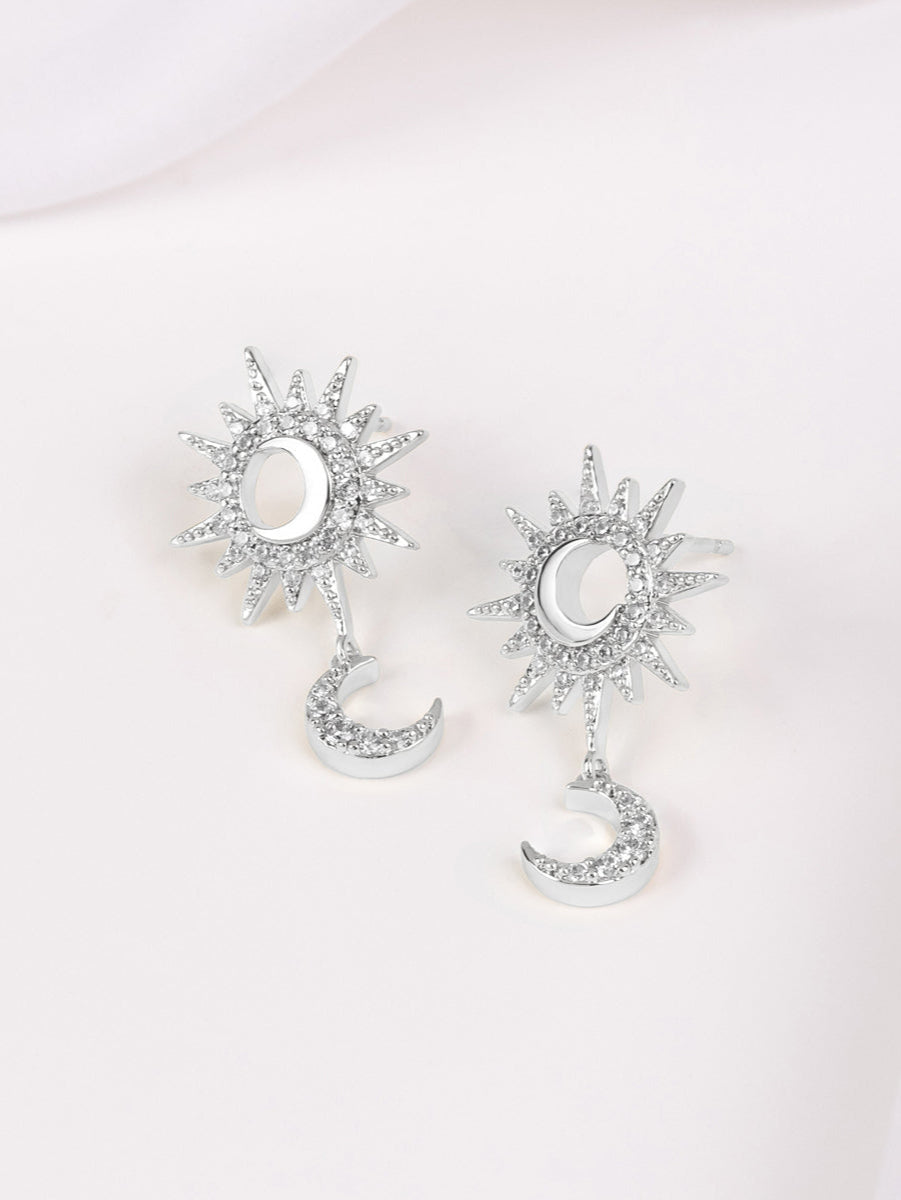 Sunlit Crescent Silver Drop Earrings