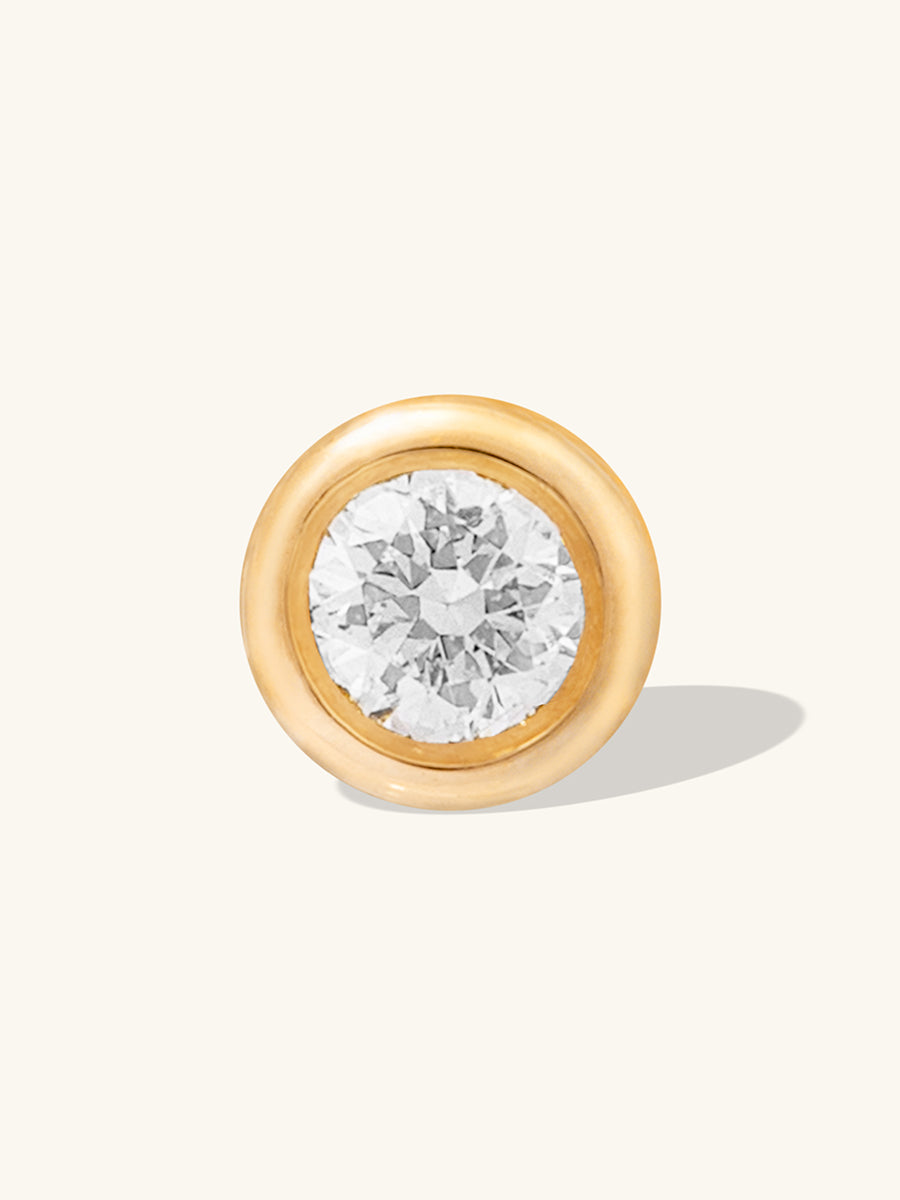 Bezel Diamond 14K Solid Gold Flat Back Earring | Wanderlust + Co