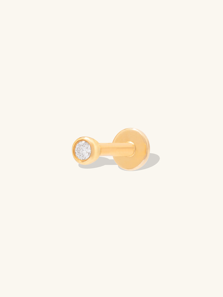Bezel Diamond 14K Solid Gold Flat Back Earring | Wanderlust + Co