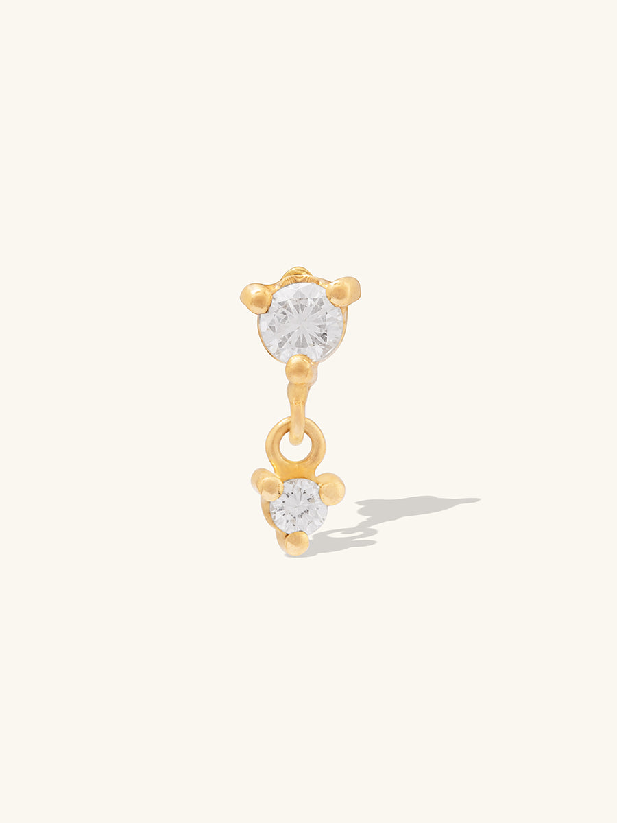 Brilliant Diamond Drop 14K Solid Gold Flat Back Earring | Wanderlust + Co