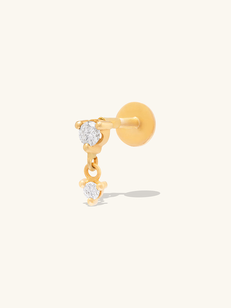 Brilliant Diamond Drop 14K Solid Gold Flat Back Earring | Wanderlust + Co