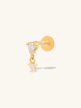 Brilliant Diamond Drop 14K Solid Gold Flat Back Earring | Wanderlust + Co