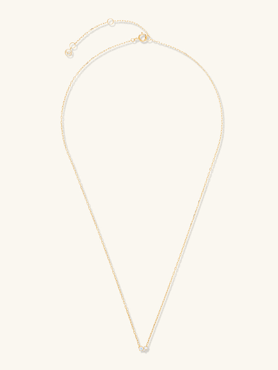 Cluster Diamond & Moonstone 14K Solid Gold Necklace | Wanderlust + Co