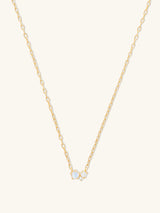 Cluster Diamond & Moonstone 14K Solid Gold Necklace | Wanderlust + Co