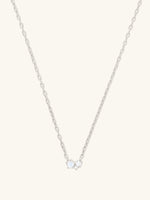 Cluster Diamond & Moonstone 14K White Gold Necklace