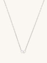 Cluster Diamond & Moonstone 14K White Gold Necklace