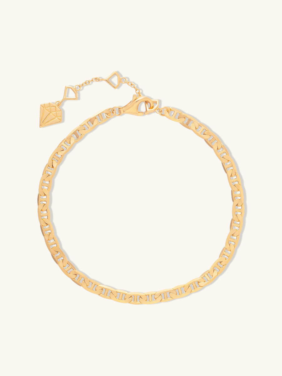 Figaro Link Chain 14K Gold Vermeil Bracelet | Wanderlust + Co