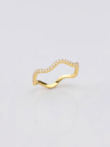 Scallop Petite Pave Gold Ring | Wanderlust + Co