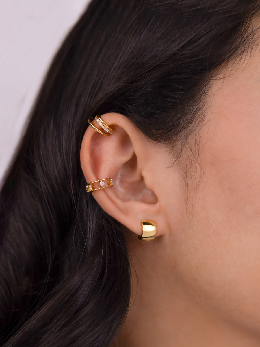 Classic Bold Gold 7mm Baby Huggie Earrings | Wanderlust + Co