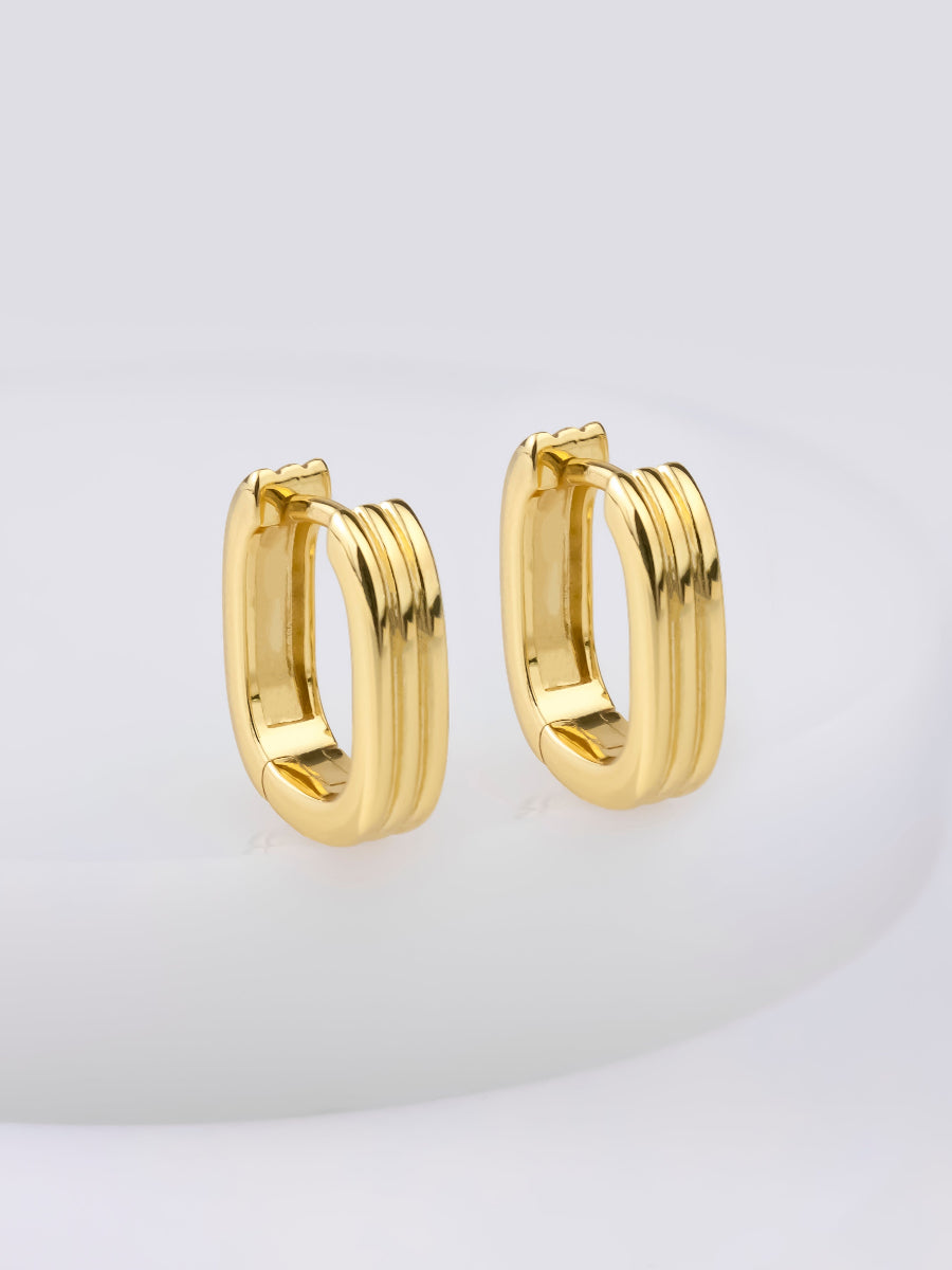 Triple Band Gold 10mm Huggie Earrings | Wanderlust + Co