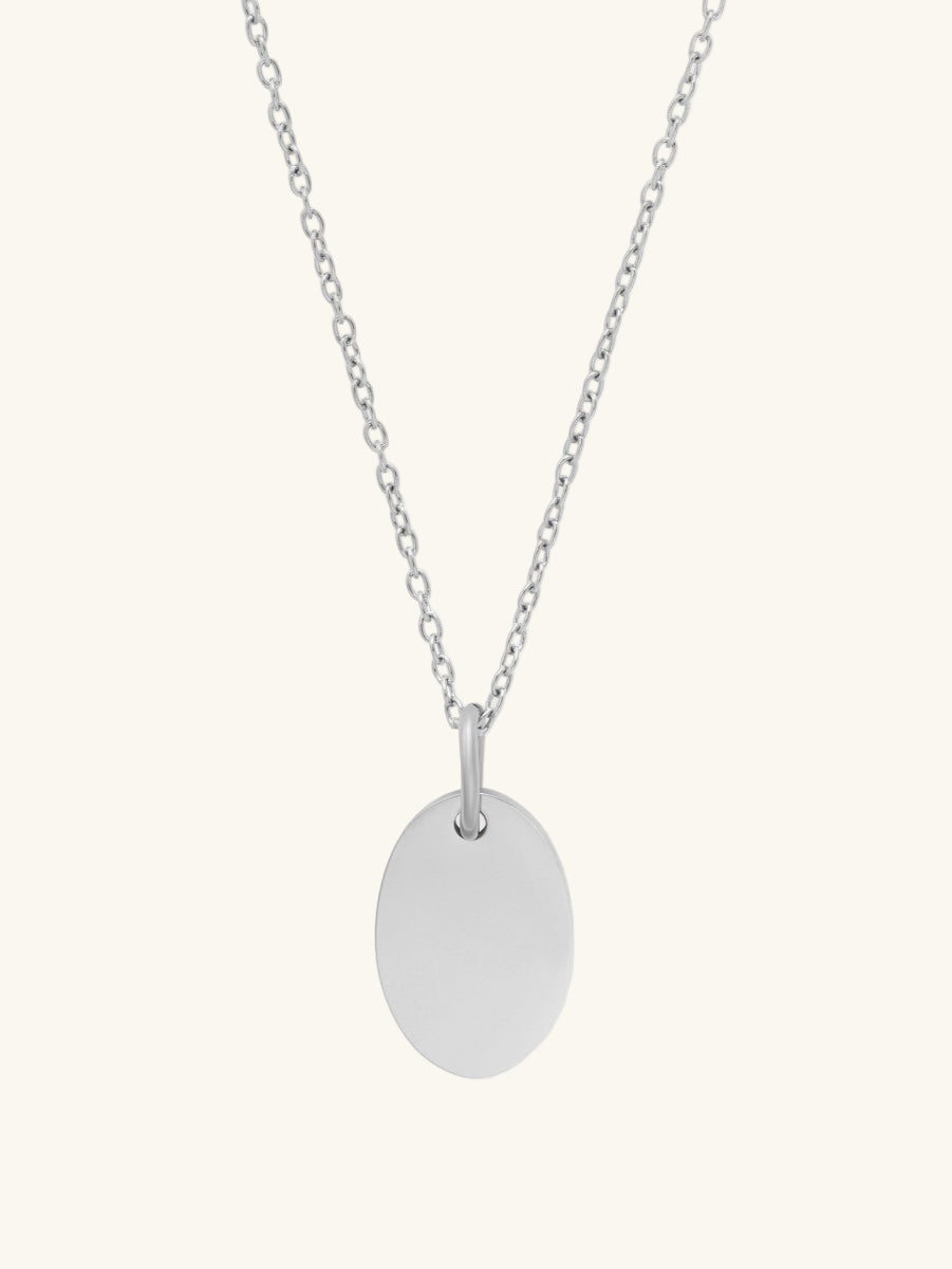 Engravable Oval Silver Necklace | Wanderlust + Co