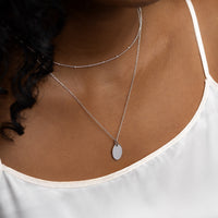 Engravable Oval Silver Necklace | Wanderlust + Co