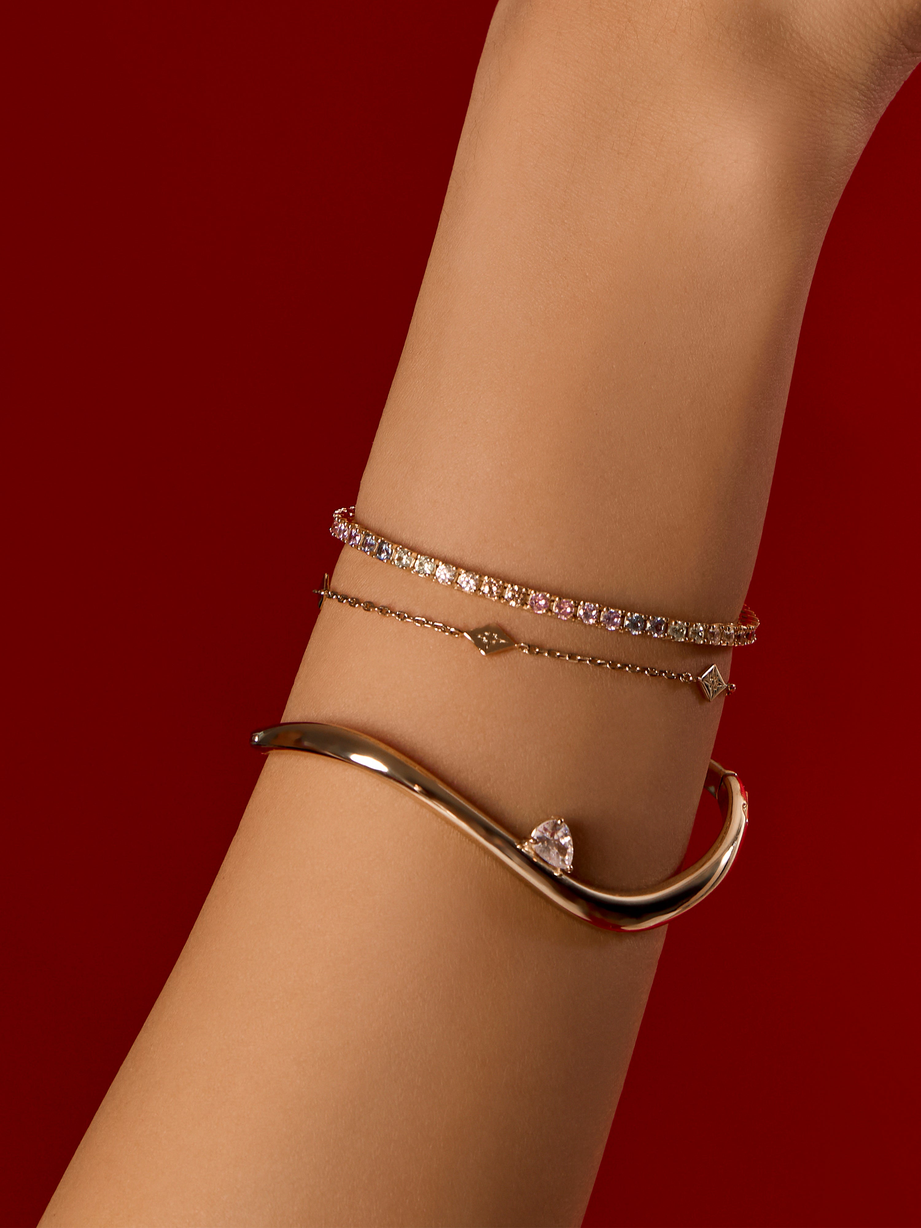 Flow Diamante 14K Gold Vermeil Bangle | Wanderlust + Co