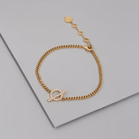 Curb Chain Pave Toggle 14K Gold Vermeil Bracelet | Wanderlust + Co 