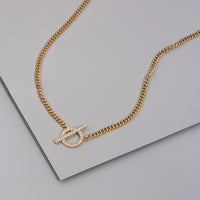 Curb Chain Pave Toggle 14K Gold Vermeil Necklace | Wanderlust + Co
