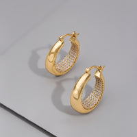 Inner Pave 14K Gold Vermeil 13mm Hinged Huggie Earrings | Wanderlust + Co