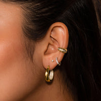 Inner Pave 14K Gold Vermeil 13mm Hinged Huggie Earrings | Wanderlust + Co