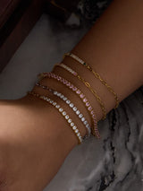 Pave 14K Gold Vermeil Blush Mini Tennis Chain Bracelet | Wanderlust + Co