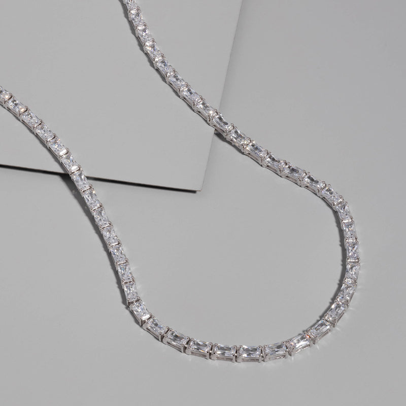 Silver baguette online chain