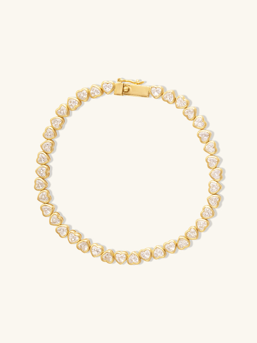 Heart Bezel 14K Gold Vermeil Bracelet | Wanderlust + Co