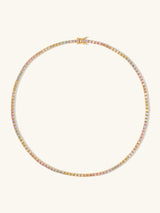 Pave 14K Gold Vermeil Rainbow Tennis Necklace | Wanderlust + Co
