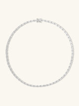 Pave 925 Sterling Silver Baguette Tennis Necklace