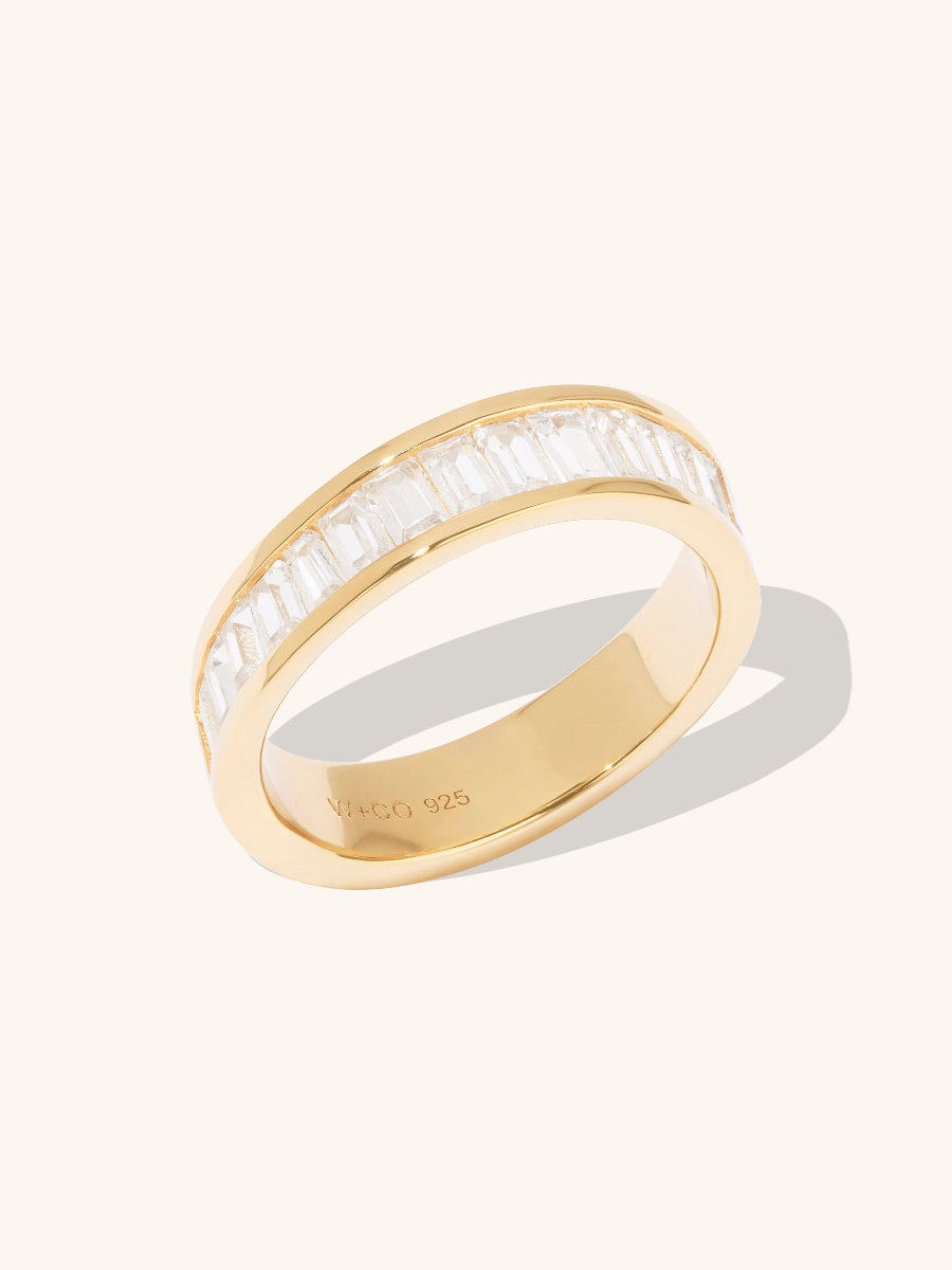 Pave Baguette 14K Gold Vermeil Ring | Wanderlust + Co