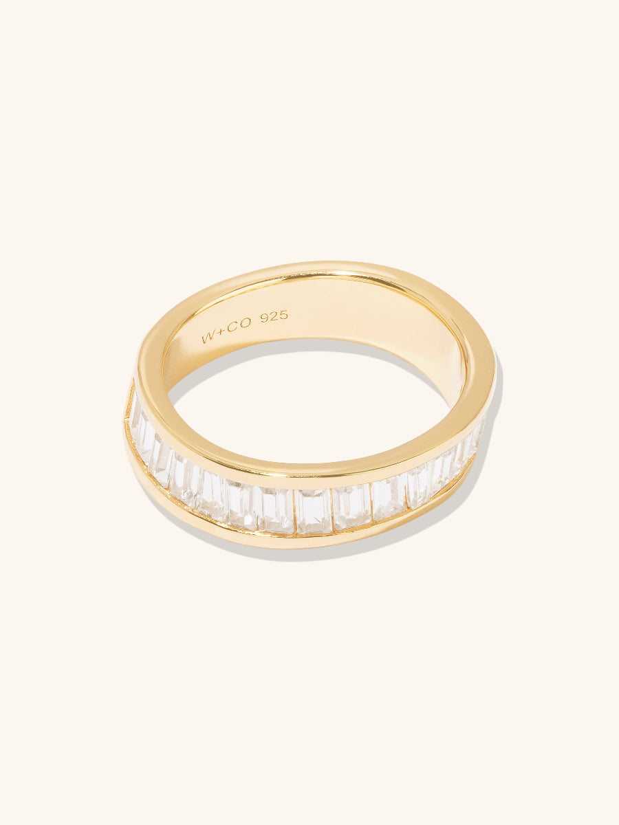 Pave Baguette 14K Gold Vermeil Ring | Wanderlust + Co