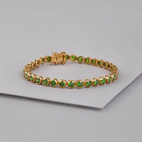 Pave 18K Gold Vermeil Emerald Tennis Bracelet | Wanderlust + Co
