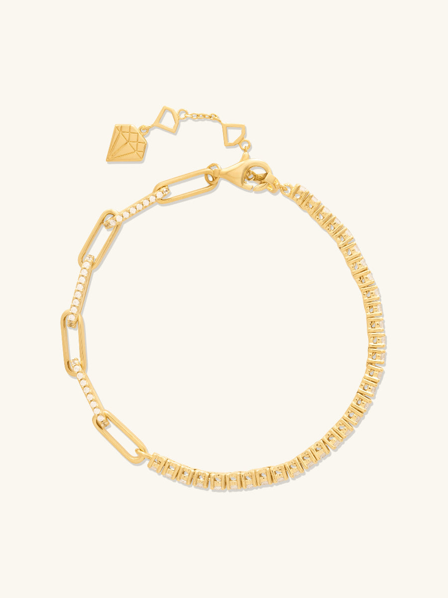 Pave Link Chain 14K Gold Vermeil Tennis Bracelet | Wanderlust + Co