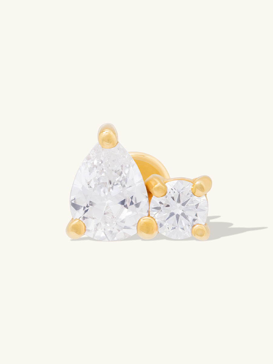 Diamond Duo 14K Solid Gold Flat Back Earring | Wanderlust + Co