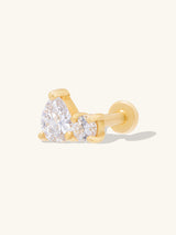 Diamond Duo 14K Solid Gold Flat Back Earring | Wanderlust + Co