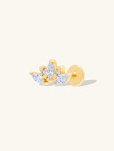 Diamond Sunrays 14K Solid Gold Flat Back Earring | Wanderlust + Co