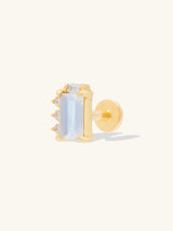 Diamond & Moonstone 14K Solid Gold Flat Back Earring | Wanderlust + Co