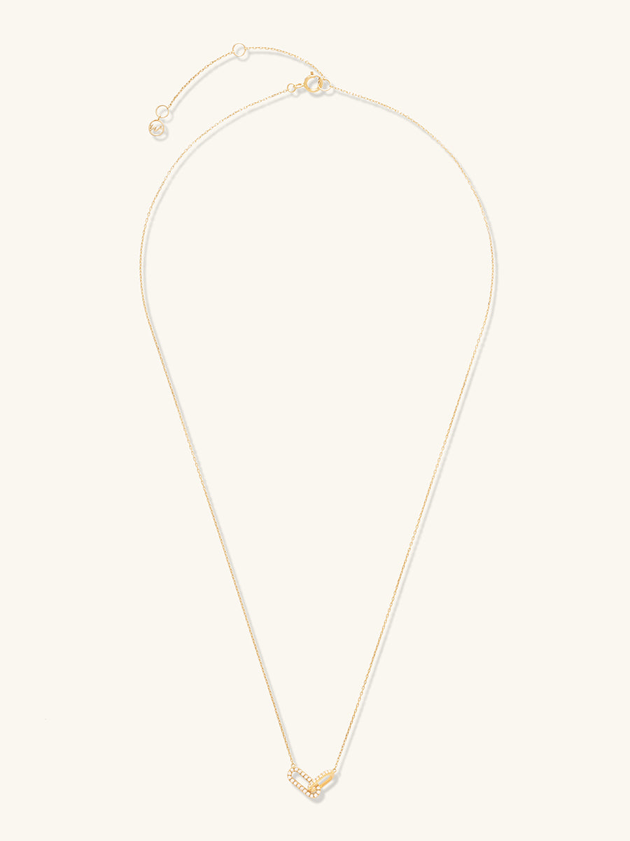 Double Link Diamond Pave 14K Solid Gold Necklace | Wanderlust + Co