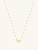 Double Link Diamond Pave 14K Solid Gold Necklace