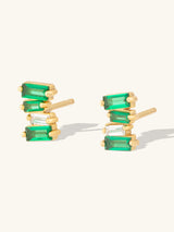 Jagged Baguette Emerald Stud Earrings | Wanderlust + Co